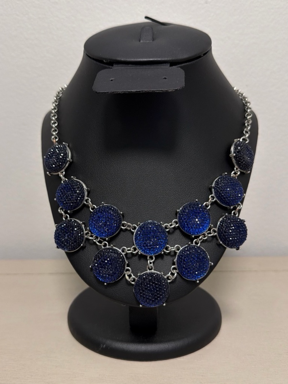 Charming Charlie Cobalt Blue Druzy Sparkle Statement Necklace Y2K Retro Style